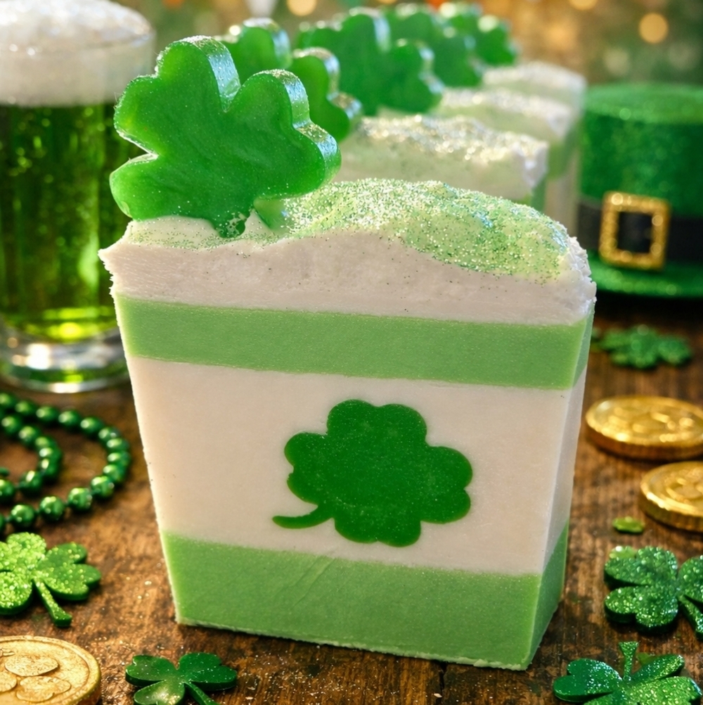 Green and White Shamrock Soap